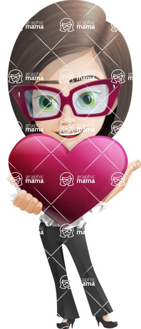 Jenna Elegance - Elegant Woman Cartoon Character with Heart Graphic